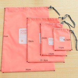 Conjunto de 4 bolsas de higiene com cordão de nylon