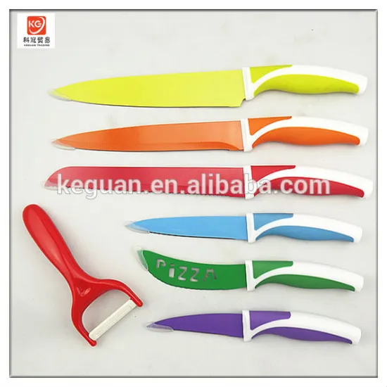 KS-135 7pcs power coating chef knife set with ceramic peeler