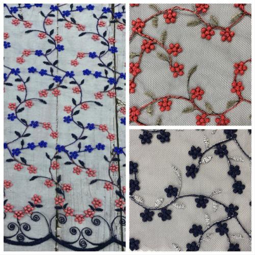 Garment Multicolor  Inflorescence Embroidery On Nylon Mesh