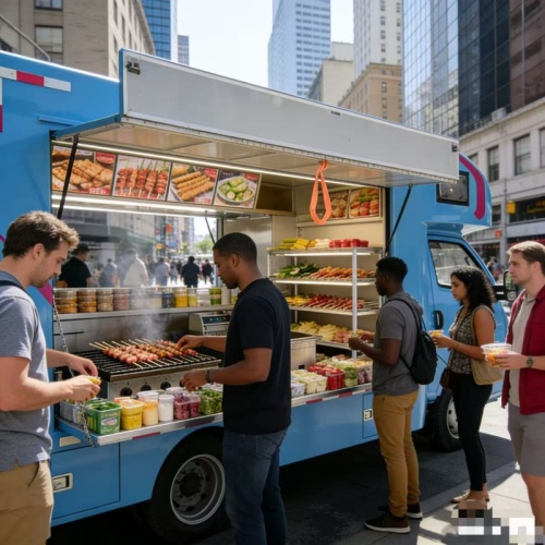 Tienda móvil de comida para barbacoa lista para la calle