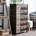 Chest Of Drawers 4 Tier Wood Cabinet With Drawers Rattan Basket Manufactory