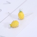 Fresh Cute Pineapple Literary Korea 925 Sterling Silver Temperament Personality Trendy Female Stud Earrings SEA144