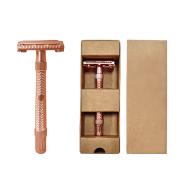 Customizable 5-Blade Metal Safety Razor with Gold Body and Logo - Single Blade Replacement Shavers