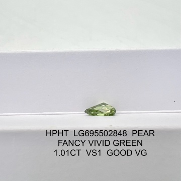 Vivid Green Lab Diamond 1.01CT vs1 Pear Cut