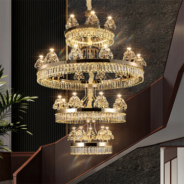 Luxury Gold LED Crystal Chandelier for Hotel Lobby or Church Hall