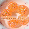Adornos de bolas de diamantes de imitación de resina de color naranja claro sólido AB 20 * 22 MM