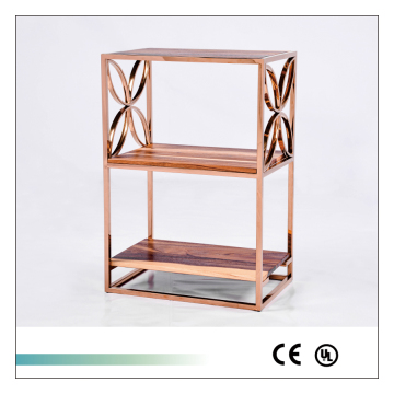 Goolee Stainless Steel Frame Wooden Floor Stand Book Shelf