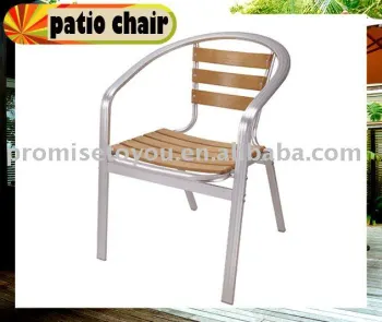 garden chair with wooden slat and aluminum frame
