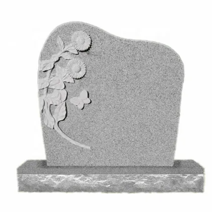 Red Granite Upright Carved Cross Headstone - American Headstone USA Monument