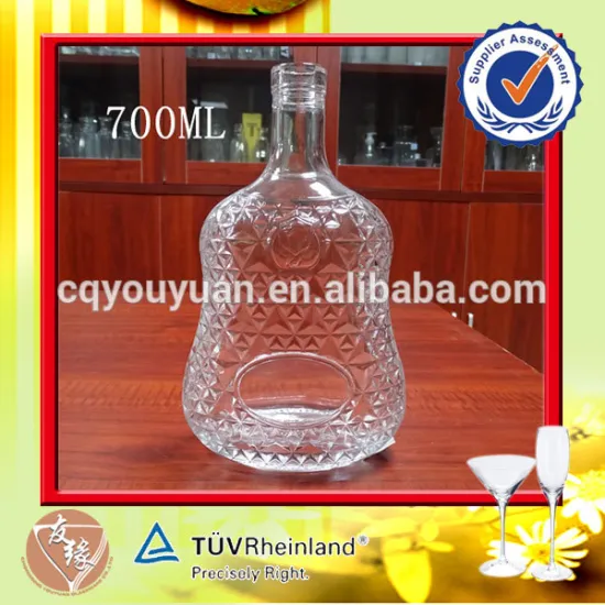 Cork finish customized oem glass bottle 700ml