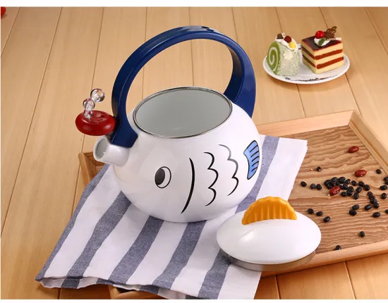 Best Quality Fish Design Elegant Enamel Whistling Kettle with Bakelite Handle