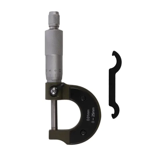 High Precision 0-25mm 0.01mm Metric Outer Diameter Micrometer Caliper Tool with Miniature Wrench