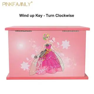 Beautiful box pink jewelry box custom song music box with a dancing ballerina