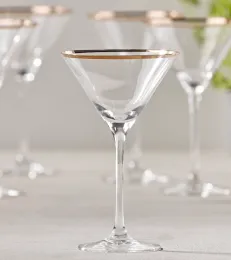 Hot Sale Vintage Gold Rim Martini Glass