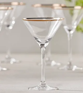 Hot Sale Vintage Gold Rim Martini Glass