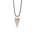 Collier en cristal de quartz pyramidal avec pendentif en quartz rose