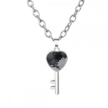 Gemstone Heart Shape Key Chain Necklace Natural Stone Pendant Necklace