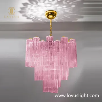 Pink light luxury custom crystal chandelier hotel villa restaurant decoration ceiling chandelier