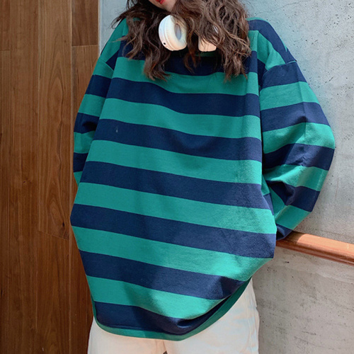 Women Harajuku Oversized Stripe Casual