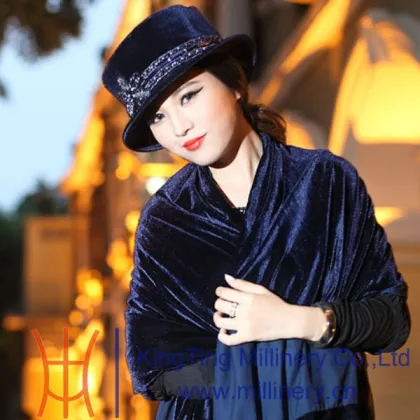 Womens Royal Blue Velvet Bridal Hats