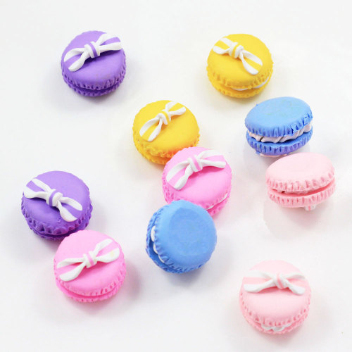 Mélanger la couleur 24mm 100 pc mignon Macaron fait à la main avec arc argile coton bonbon polymère argile alimentaire bonbons décoration pièces artisanat