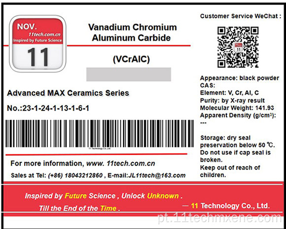 Transição bidimensional metal vcralc pó