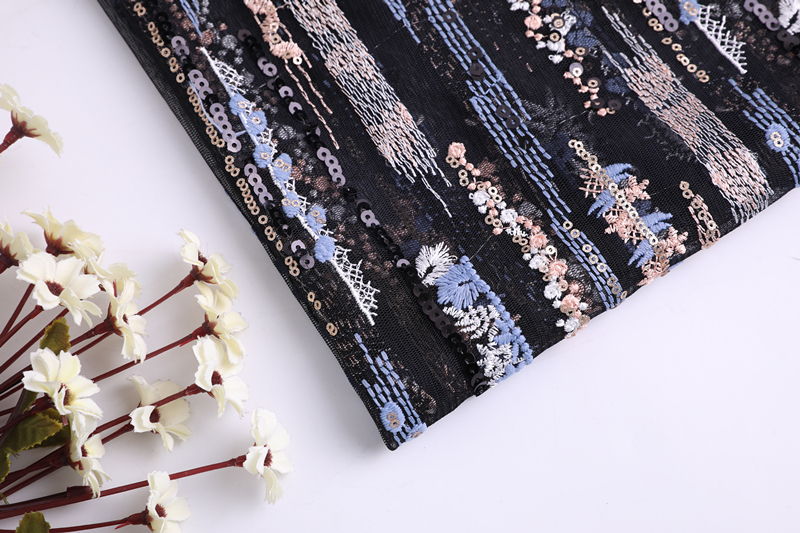 3mm And 5mm Spangle Embroidery  Fabric