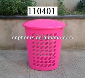 Square plastic laundry basket hamper with lid