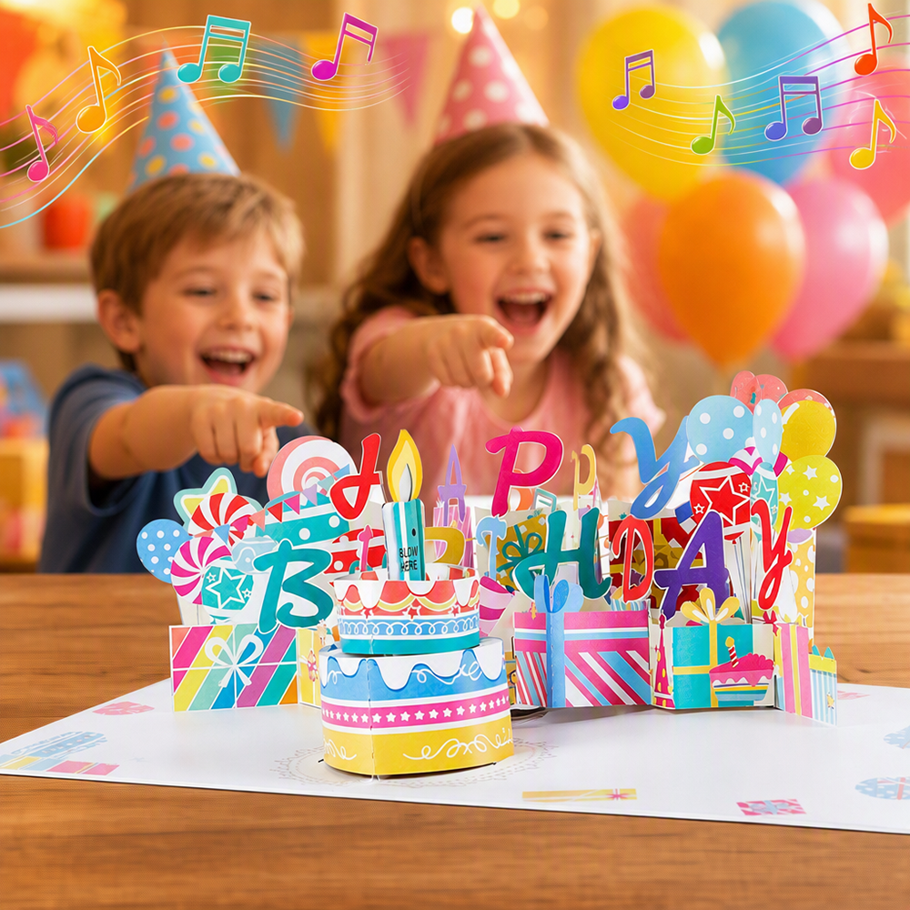 colorful birthday pop up card