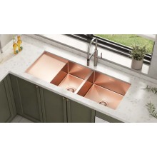 PVD Color Rose Gold Drainboard Farmhouse Kitchen Sink