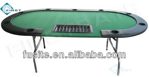 10 Persons Green Felt Poker Table W/ Cup Holders & Dealer Tray