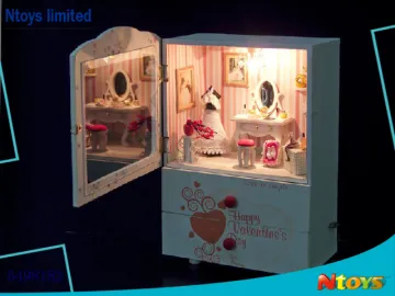6498182 NOBLE MINI HOUSE DIY WOODEN CRAFT DECORATION W/LIGHT W/O 2*AA BATTERIES