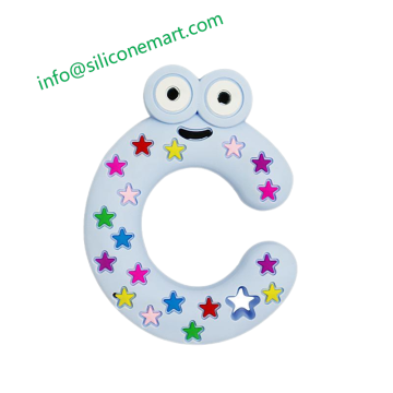 wholesale soft silicone baby teether toy alphabet C