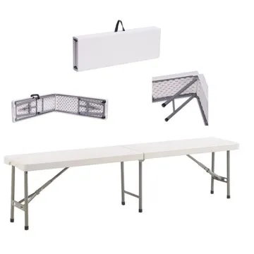 6FT HDPE Folding Bench: Portable Picnic, Garden, and Balcony White Plastic Bench