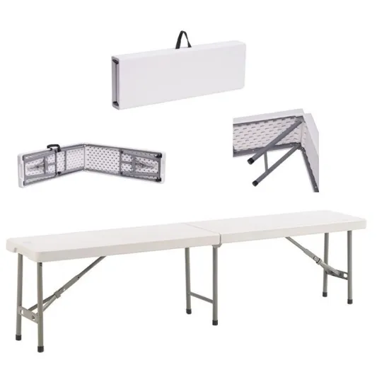 6FT HDPE Folding Bench: Portable Picnic, Garden, and Balcony White Plastic Bench