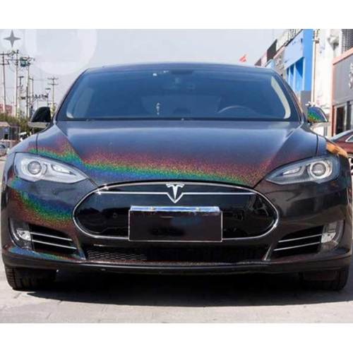 Gloss Rainbow Laser Black Car Wrap ვინილის