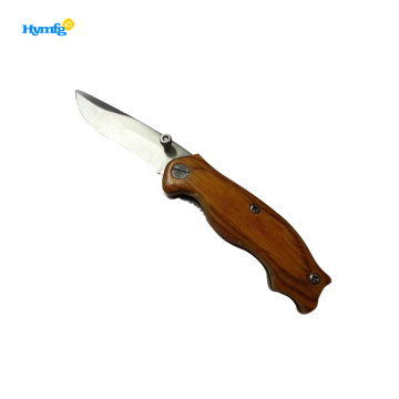 Coltello tascabile in acciaio inox con manico in legno