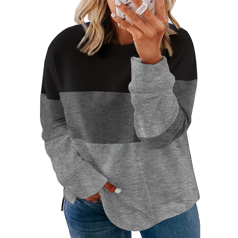 Patchwork Contrast Crew Neck Casual Sweatshirt