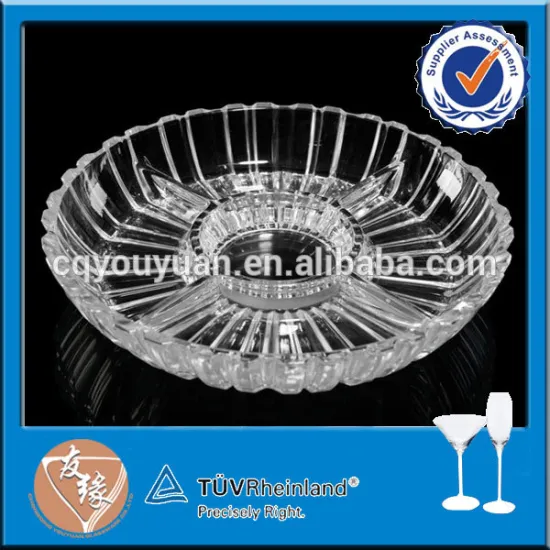 High flint glass fruit plate with four partitions