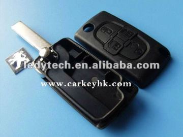 High quality Peugeot 407 4 button flip key shell no battery place CE0536