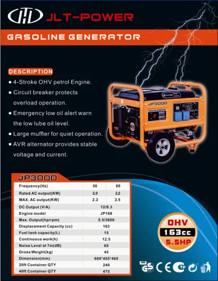 JP3000 2kw portable gasoline generator