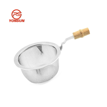 Stainless Steel Tea Cup Filter with Wood Handle - 3 Sizes Available