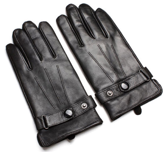 Men's Fashion Goatskin Leather Winter Gloves with Cashmere Lining