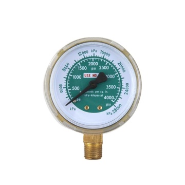 2.5 Inch Pressure Gauge with 1/4" NPT Thread and 0-4000 PSI Range: Face Side Mount
