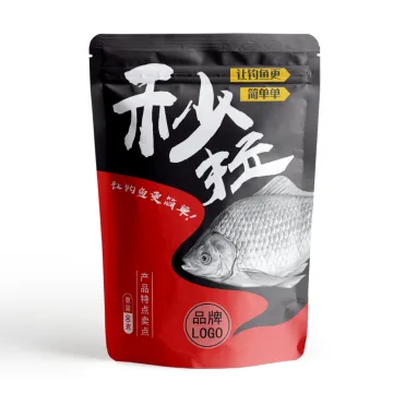 Custom Printed Resealable Stand Up Pouches with Window for Food Fishing Feed Bait Packaging