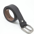 Men's Knurling Black Pin Buckle Waist Leather Belt