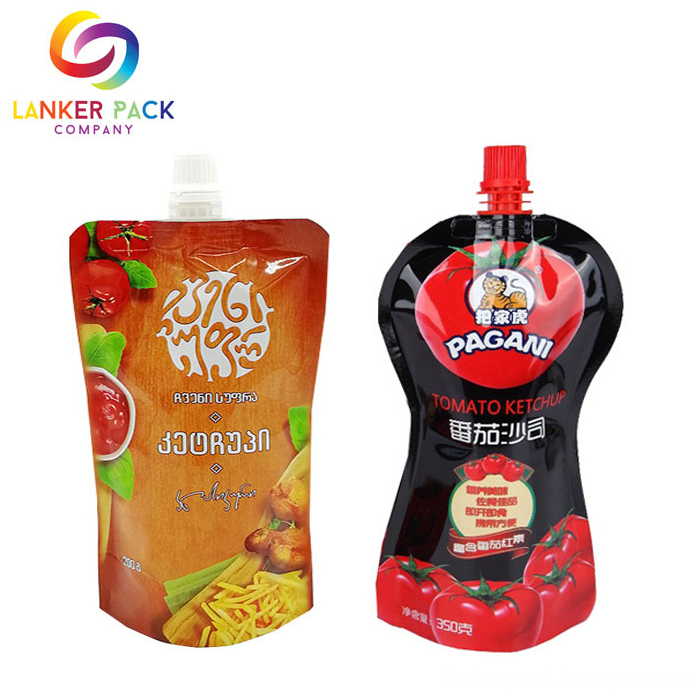 High Barrier Stand Up Spout Pouch Packaging For Sauce And Condiment