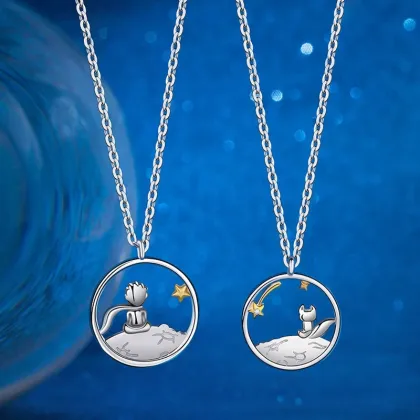 Fashion Couple Prince Little Fox Pendant Necklace - Valentine's Day Anniversary Gift Jewelry