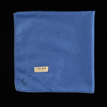 Blauwe katoenen zakdoek borduurpatronen Drawnwork