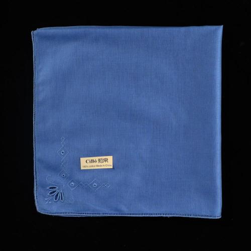 Blue Cotton Taschentuch Stickmuster Drawnwork